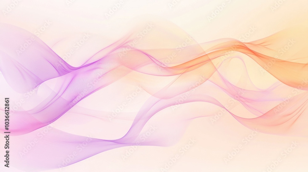 A soft, flowing abstract background in gentle pastel tones of lavender and peach, with a light wave-like movement A soft, flowing abstract background in gentle pastel tones of lavender and peach, with a light wave-like movement