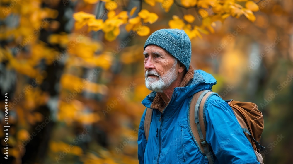 Senior man enjoying a walk Senior man enjoying a walk