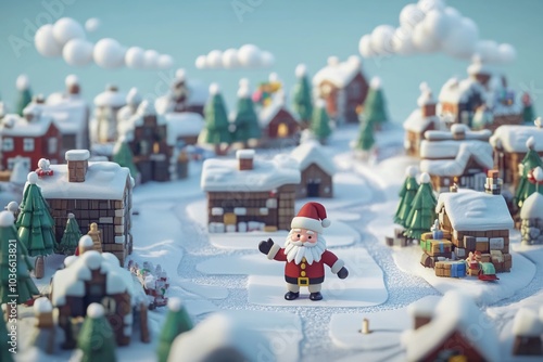 Wallpaper Mural Santa in a Winter Village Scene Surrounded by Snow Torontodigital.ca