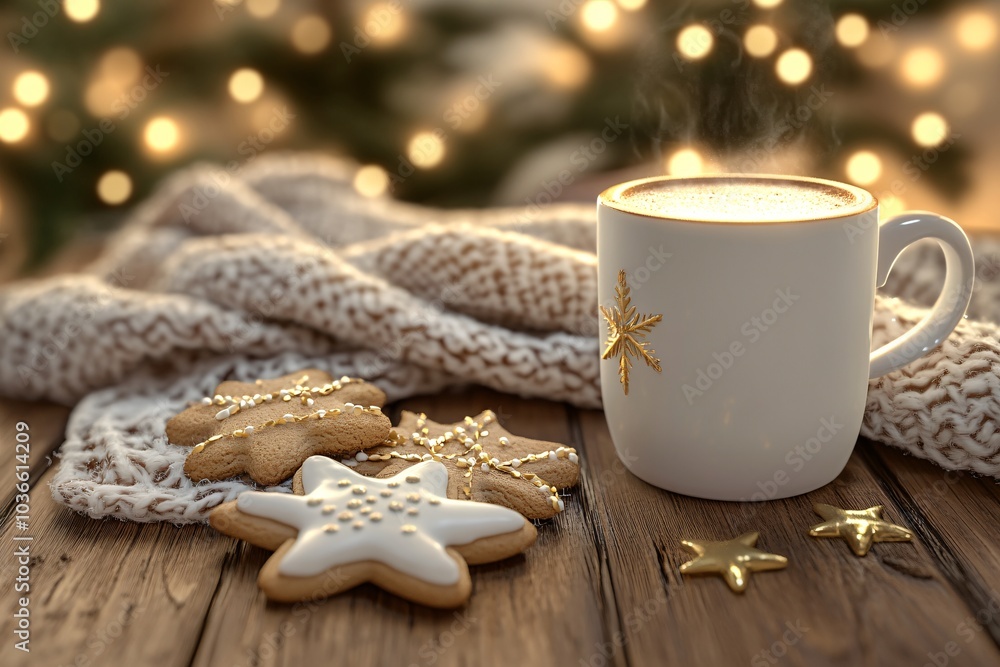 Cozy Christmas Scene with Cookies and Hot Cocoa Cozy Christmas Scene with Cookies and Hot Cocoa