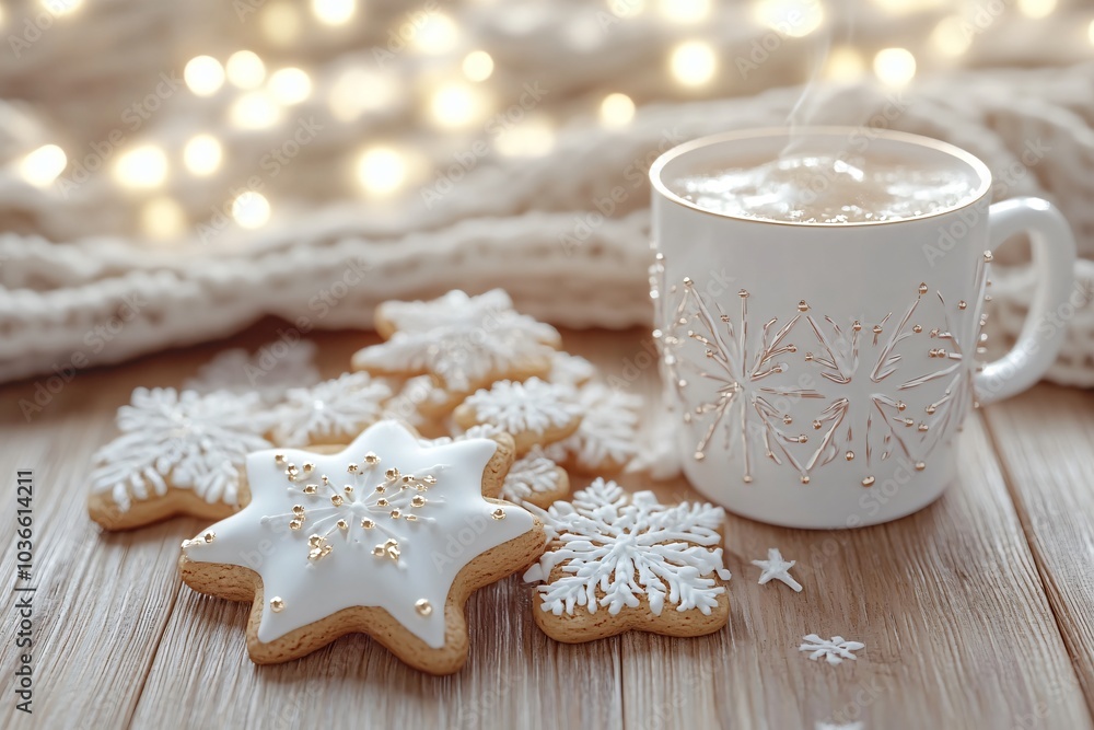 Cozy 3D Illustration of Cookies and Hot Cocoa Cozy 3D Illustration of Cookies and Hot Cocoa
