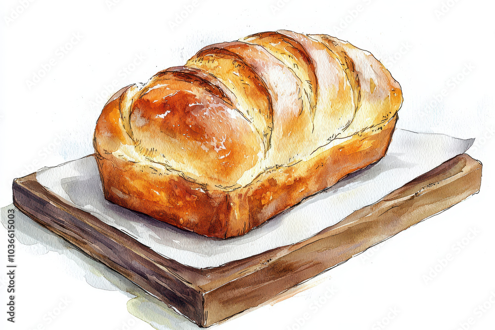 A freshly baked loaf of bread sits on a wooden board, showcasing its golden crust and soft, fluffy interior. A freshly baked loaf of bread sits on a wooden board, showcasing its golden crust and soft, fluffy interior.