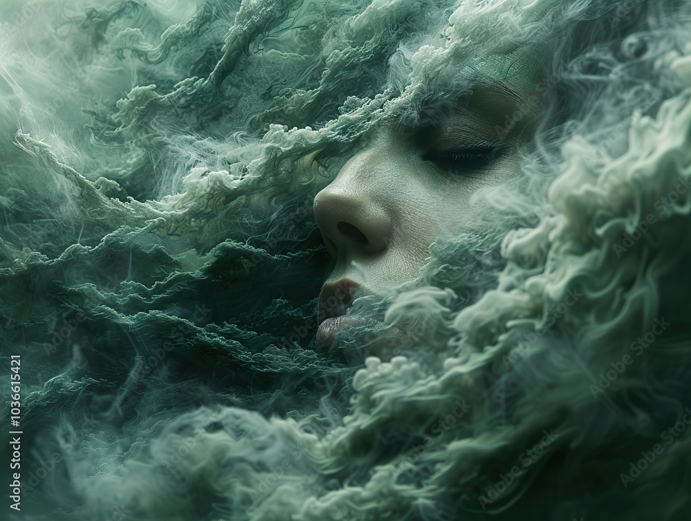 Woman's Face Emerging From Smoke: A Surreal Portrait Woman's Face Emerging From Smoke: A Surreal Portrait