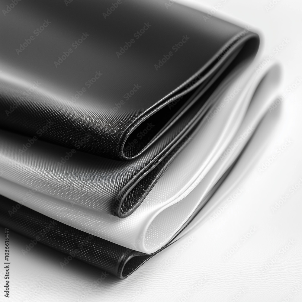 Close-up of three perfectly folded fabric layers