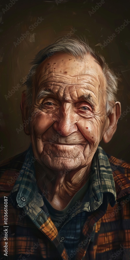 Simple portrait of an elderly man with a warm smile Simple portrait of an elderly man with a warm smile