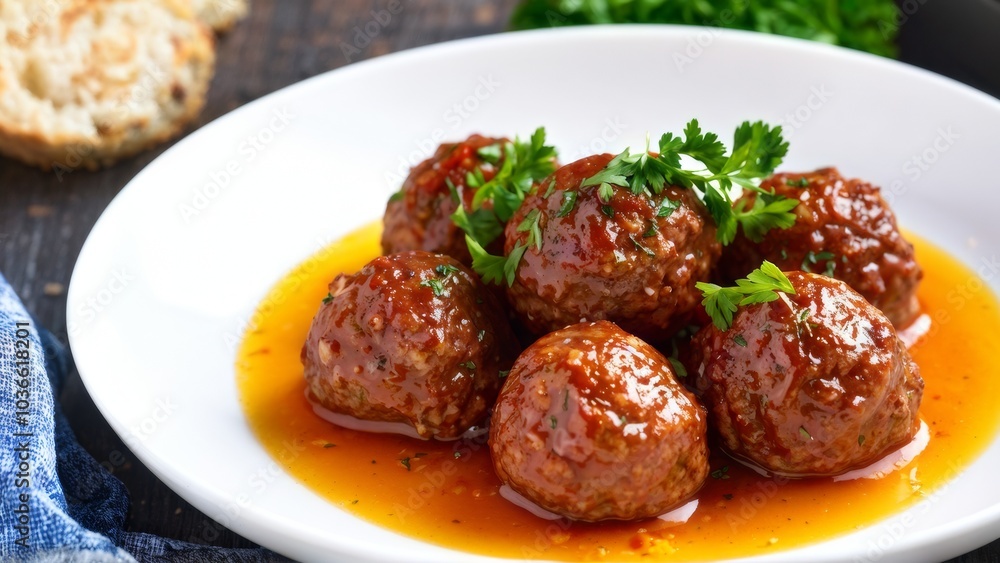 Turkey meatballs, with a scattering of fresh herbs. Turkey meatballs, with a scattering of fresh herbs.