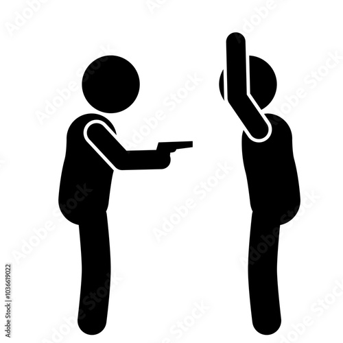 illustration of a crime involving sharp weapons and firearms