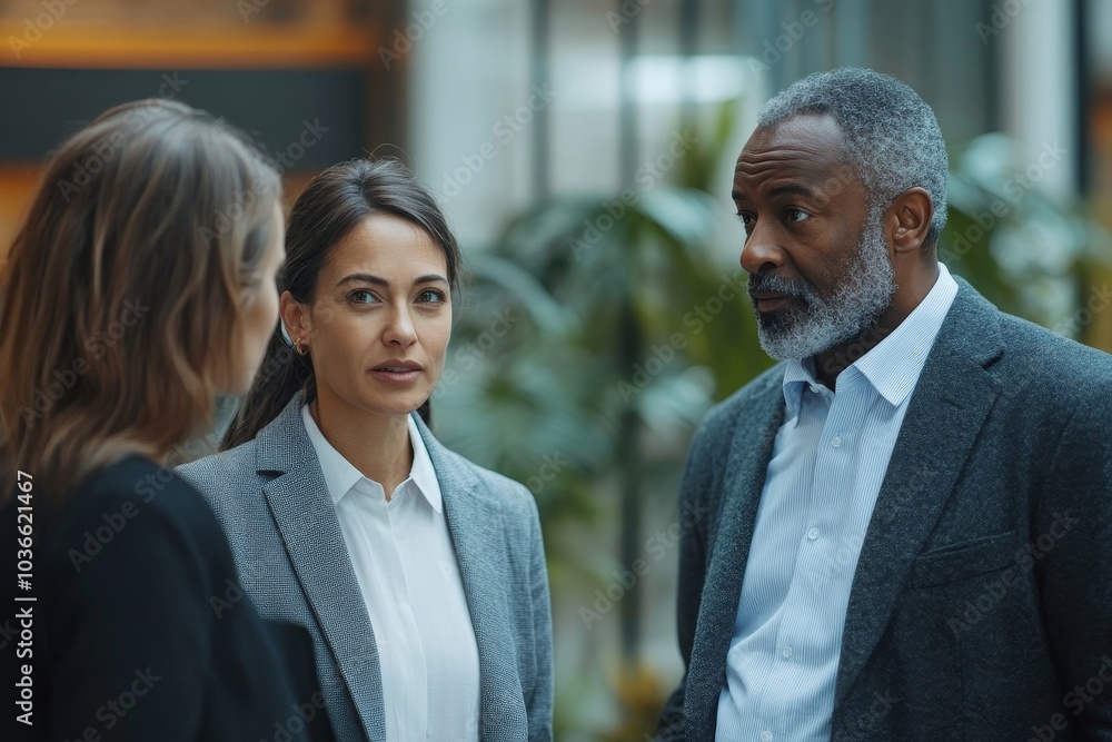 Diverse businesspeople having a briefing in a modern office, Generative AI Diverse businesspeople having a briefing in a modern office, Generative AI