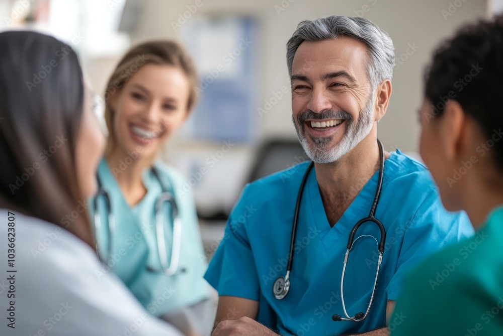 Positive medical professional meeting in hospital, Generative AI Positive medical professional meeting in hospital, Generative AI