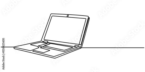 Single line drawing of laptop gadget isolated on white background. Vector illustration, Continuous Line Drawing of Laptop Icon. Hand Drawn Symbol Vector Illustration, One continuous line drawing