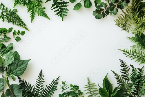 Frame of green leaves, green leaves background