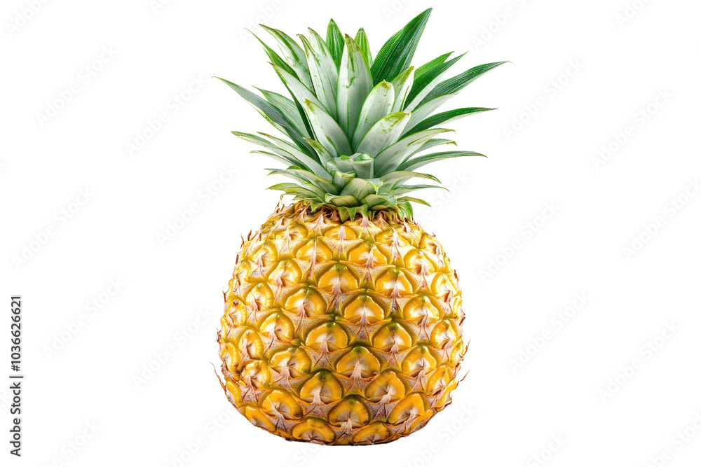 A vibrant, fresh pineapple with a textured, golden-brown skin and lush green leaves, showcasing the unique pattern of its surface. A vibrant, fresh pineapple with a textured, golden-brown skin and lush green leaves, showcasing the unique pattern of its surface.