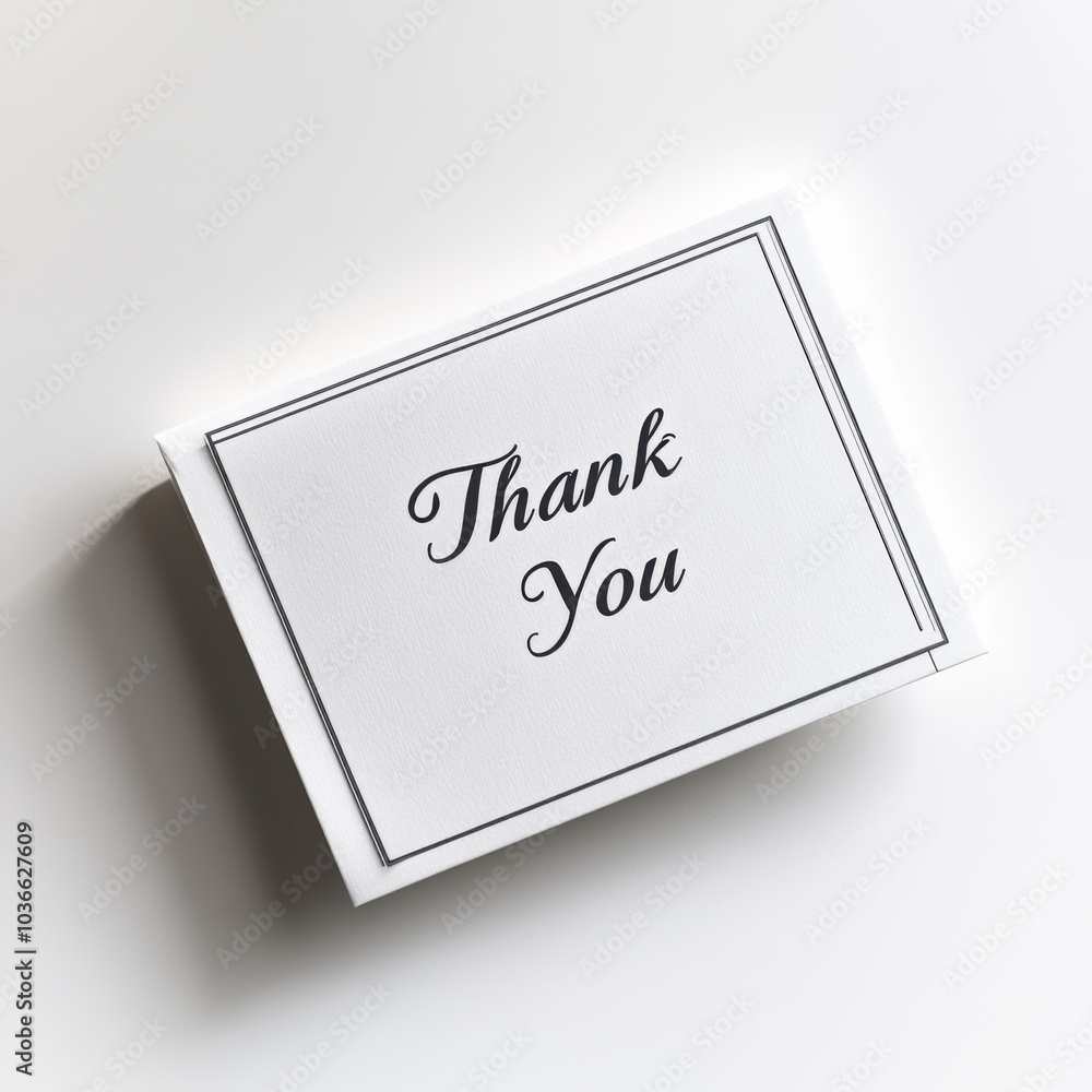 Elegant thank you card with simple black border on white background Elegant thank you card with simple black border on white background