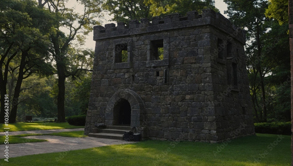 The archer tower is surrounded by lush greenery, enhancing its natural charm The archer tower is surrounded by lush greenery, enhancing its natural charm