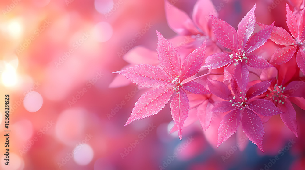 Obraz premium A soft pink maple leaf in autumn with a blurred background. An autumn park background with light red leaves. Concept for the season. Background of autumn leaves.
