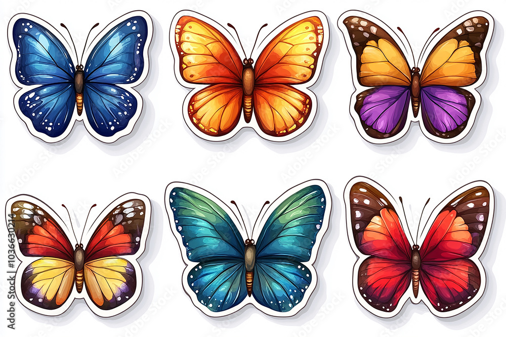 cut sticker collection of butterfly isolated on white background cut sticker collection of butterfly isolated on white background