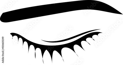 Eyebrow and eyelash on white background. Vector illustration.