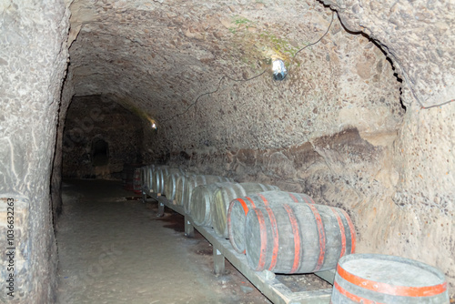 Old wine barrels for aging wine