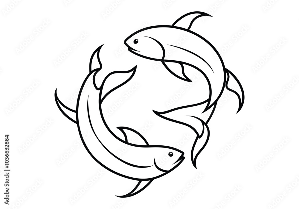 Minimalist Continuous Line Art of a School of Fish – Ocean Vector Design Minimalist Continuous Line Art of a School of Fish – Ocean Vector Design