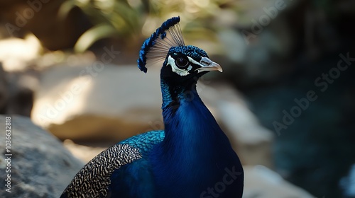 Closeup shot of a beautiful peacock