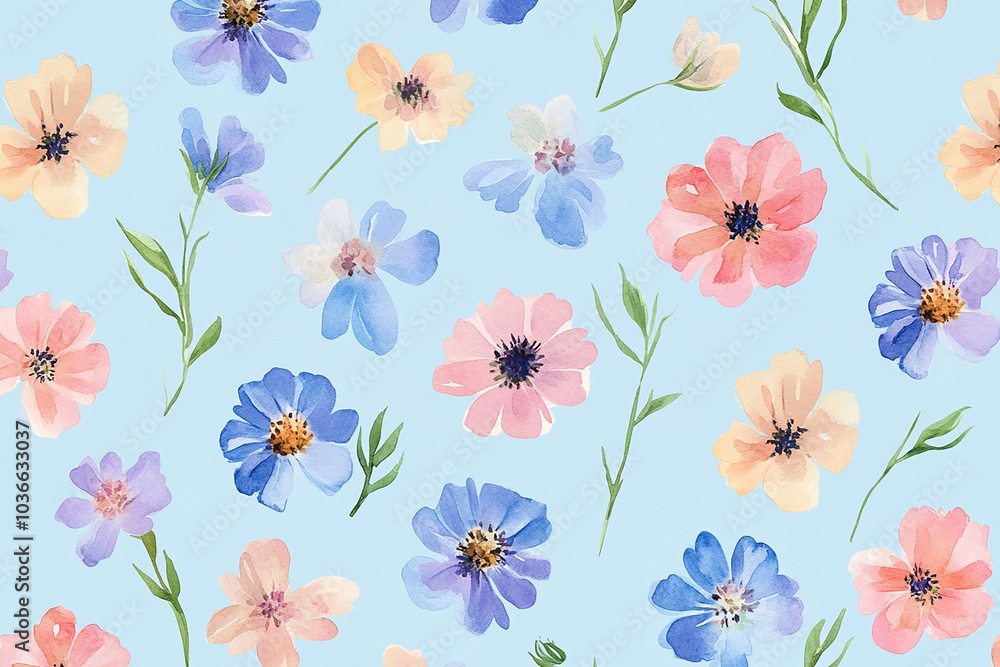 watercolor flowers seamless pattern background watercolor flowers seamless pattern background
