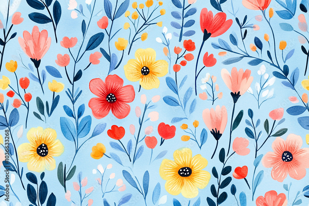 watercolor flowers seamless pattern background watercolor flowers seamless pattern background