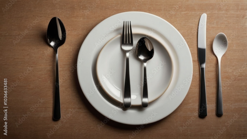 Elegant Table Setting with Silverware Arrangement Elegant Table Setting with Silverware Arrangement