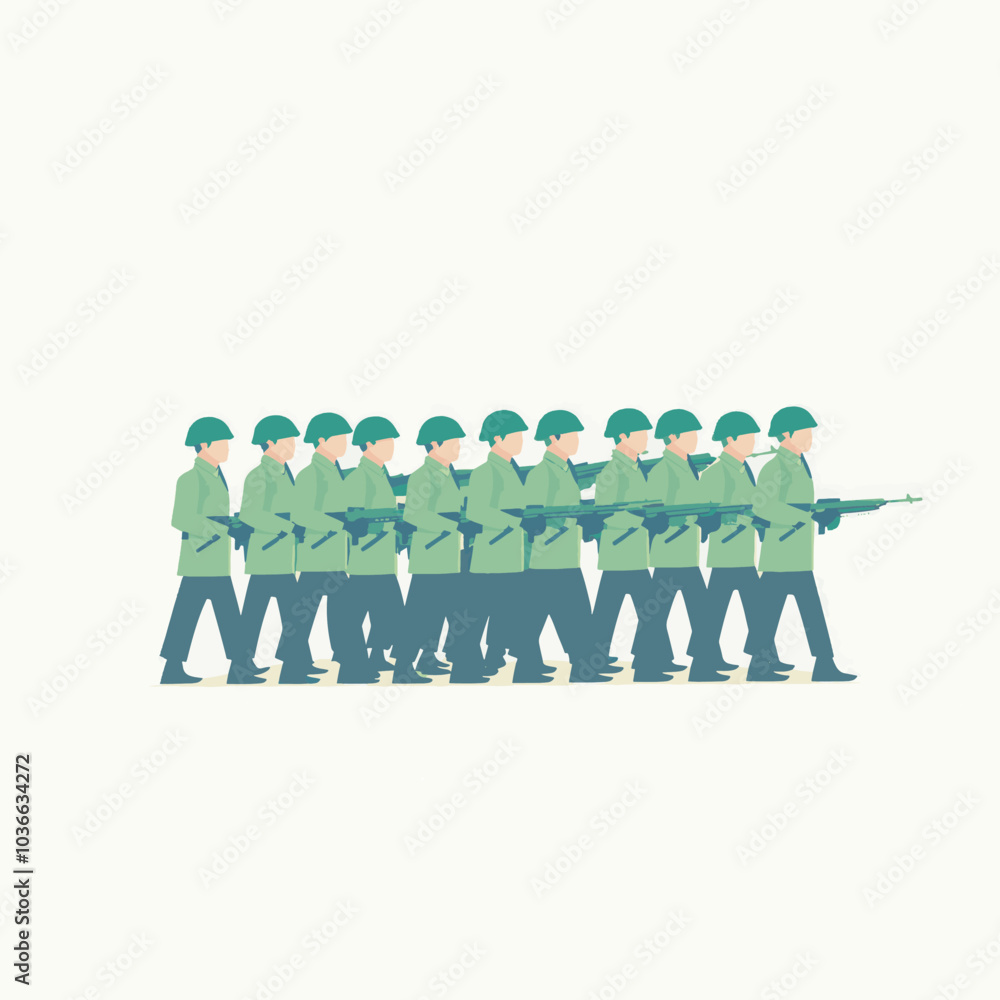 Naklejka premium soldiers marching vector illustration