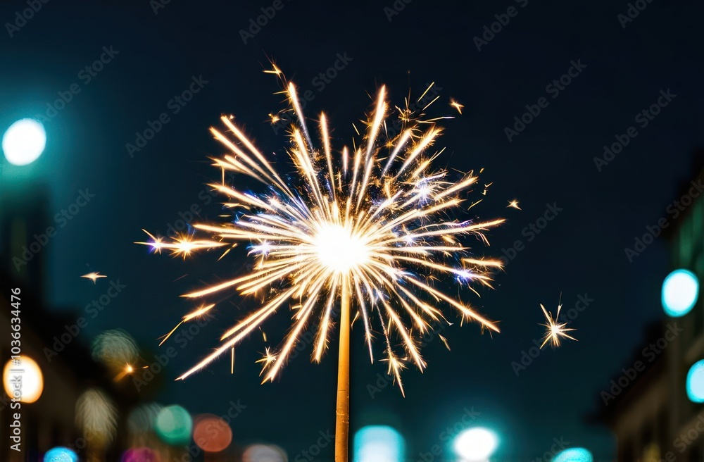 Obraz premium sparkler with busy city light background