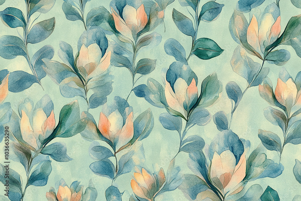Fototapeta premium watercolor floral seamless pattern