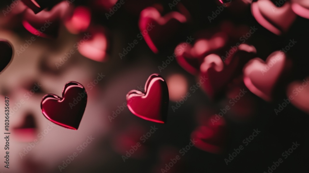 Floating Red Hearts: A Captivating Close-up of Shiny Heart Shapes Perfect for Valentine's Day Designs Floating Red Hearts: A Captivating Close-up of Shiny Heart Shapes Perfect for Valentine's Day Designs
