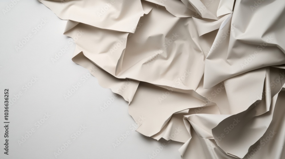 Obraz premium Textured Beige Fabric: Soft, Crumpled Textile Perfect for Fashion Design and Interior Decor