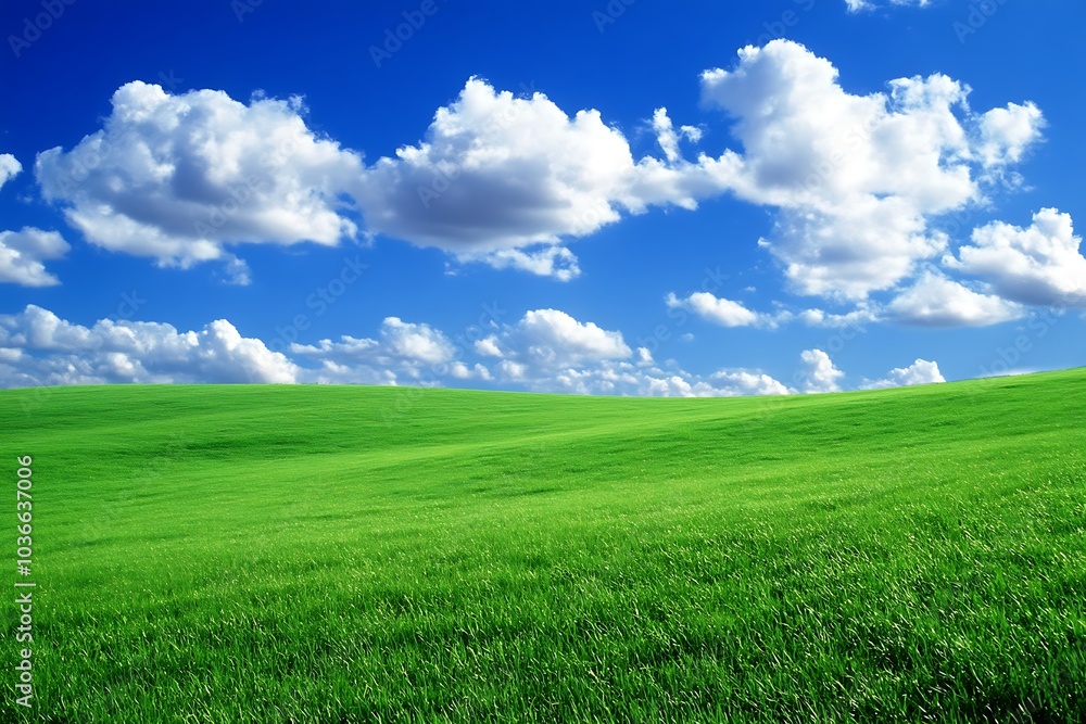 Beautiful landscape with a green field and blue sky Beautiful landscape with a green field and blue sky