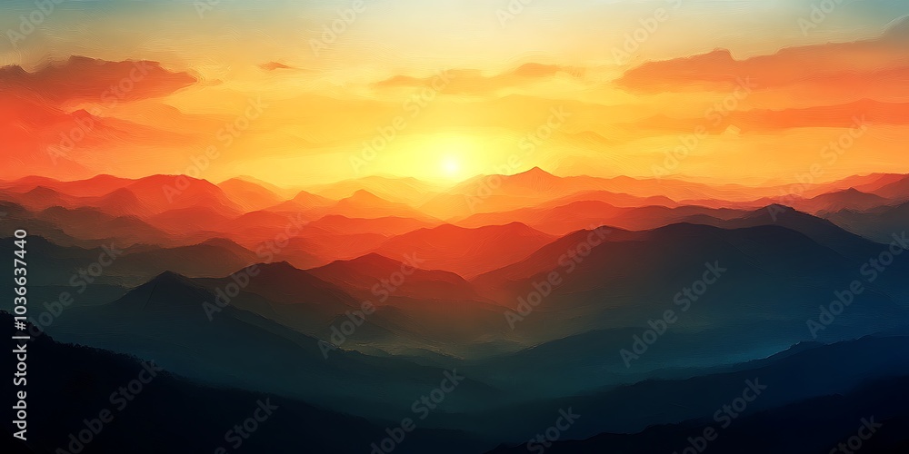 Sunset over the sea with mountains in the background Sunset over the sea with mountains in the background