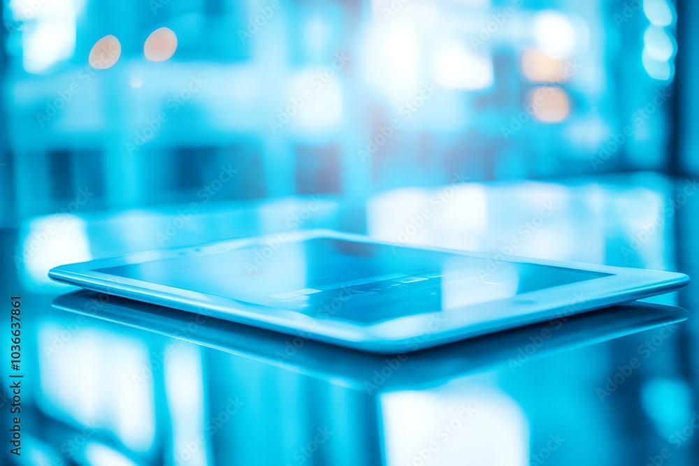 Digital composite of blue tablet Digital composite of blue tablet