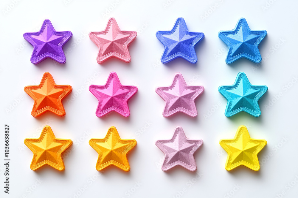 Stars isolated cut sticker set on white background Stars isolated cut sticker set on white background