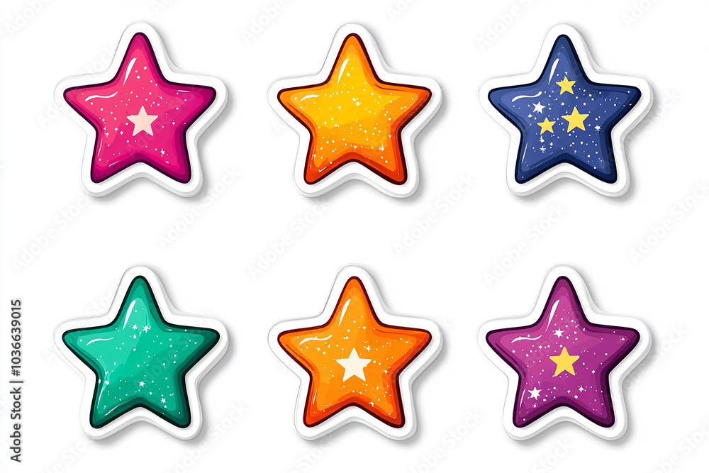 Stars isolated cut sticker set on white background Stars isolated cut sticker set on white background