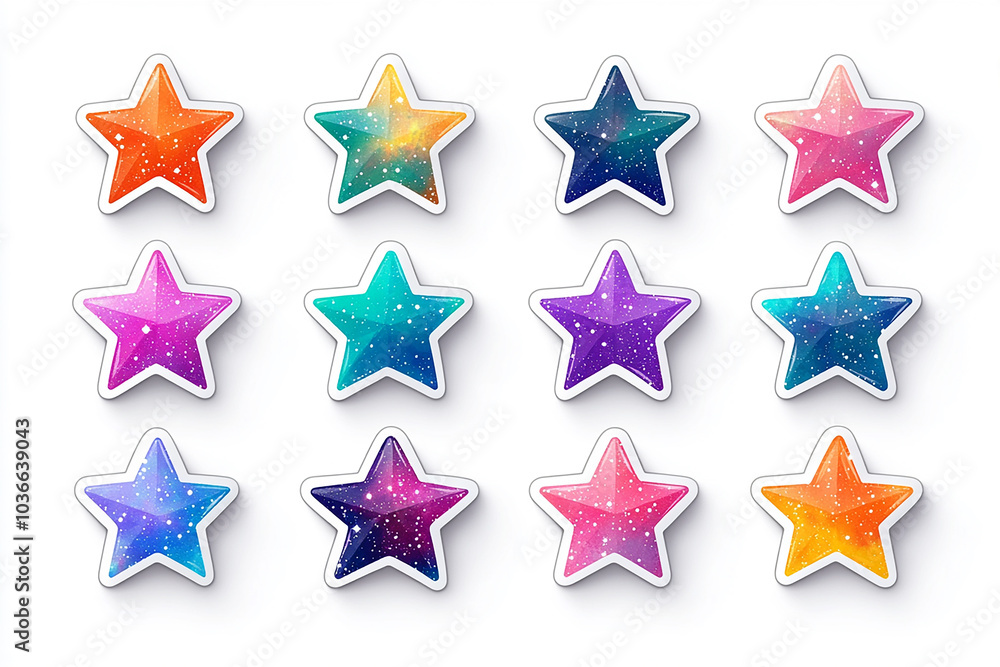 Stars isolated cut sticker set on white background Stars isolated cut sticker set on white background