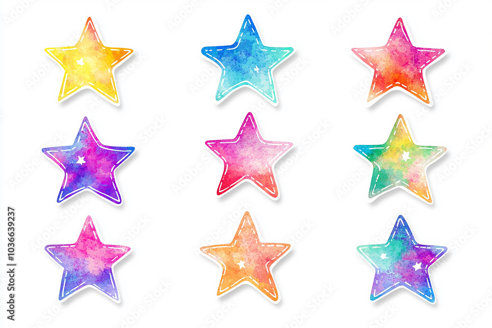 Stars isolated cut sticker set on white background Stars isolated cut sticker set on white background