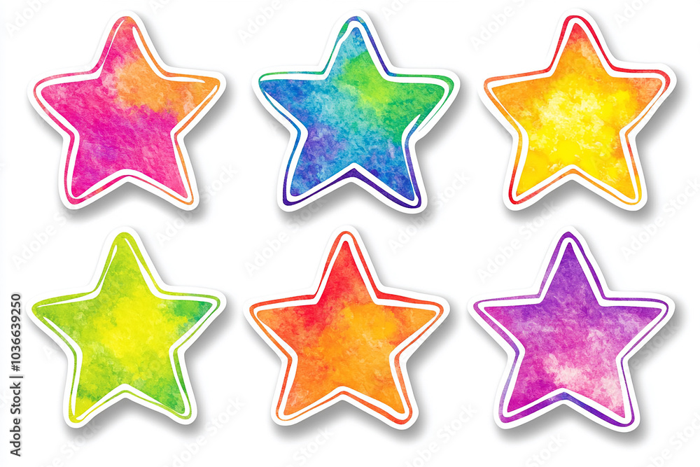 Stars isolated cut sticker set on white background Stars isolated cut sticker set on white background