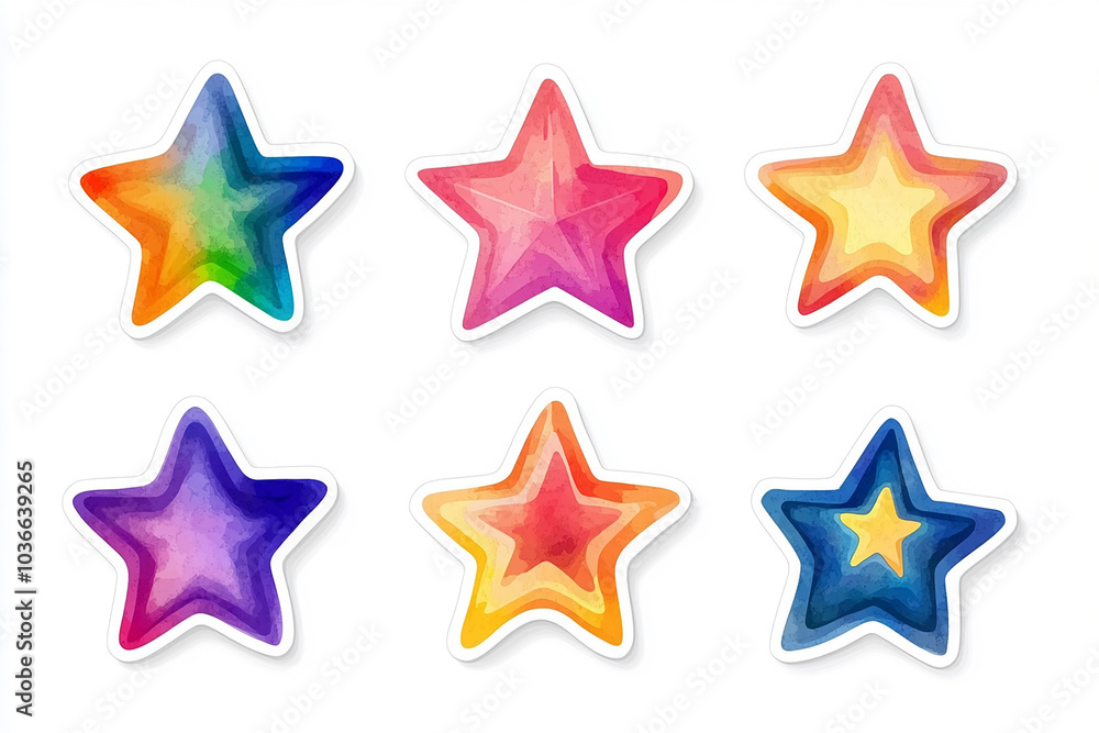 Stars isolated cut sticker set on white background Stars isolated cut sticker set on white background