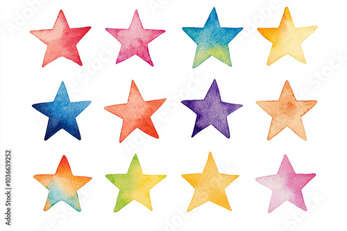 Stars isolated cut sticker set on white background