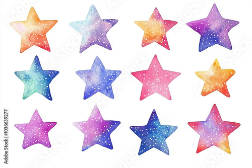 Stars isolated cut sticker set on white background