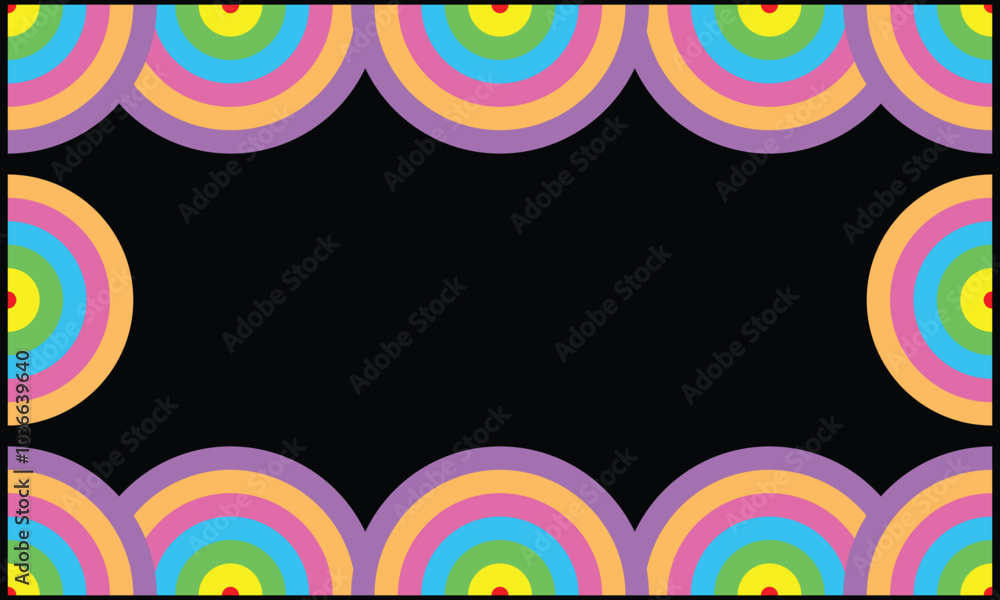Obraz premium vector graphics with a black background with a variety of rainbow circular lines