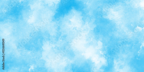 Watercolor stain with hand paint pattern on blue canvas, Clouds and mist background on blue, Creative vintage light sky, Beautiful painted cloudy natural blue watercolor cloudy sky clouds.