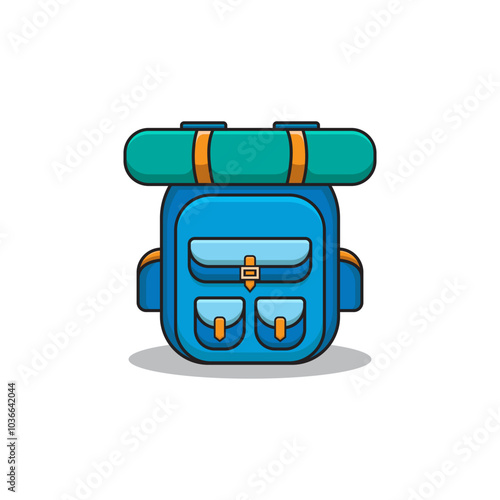 vector illustration of a backpack tourist . camping backpack icon