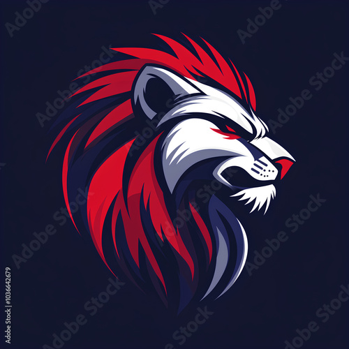 Wallpaper Mural Red and Blue Angry Lion Mascot Logo Design Torontodigital.ca