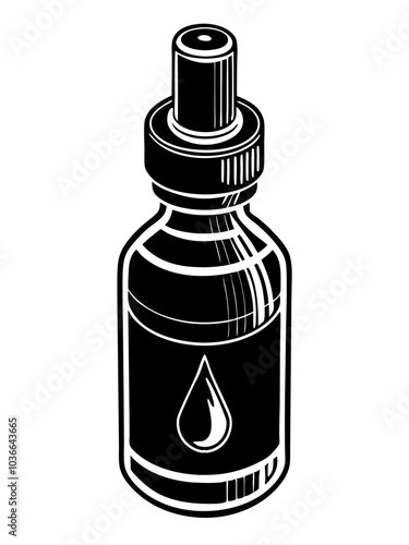 Black Medical drops bottle silhouette vector 