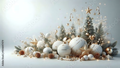 Elegant Christmas Scene with Gifts and Ornaments