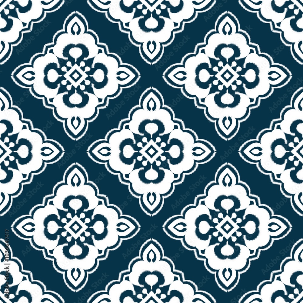 Ikat Flower Pattern Ethnic Geometric native tribal boho motif aztec textile fabric carpet mandalas African Ikat Flower Pattern Ethnic Geometric native tribal boho motif aztec textile fabric carpet mandalas African